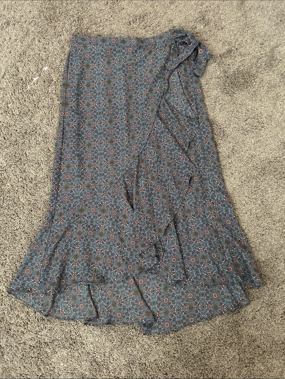 Max Studio Blue Floral Medallion Maxi Skirt